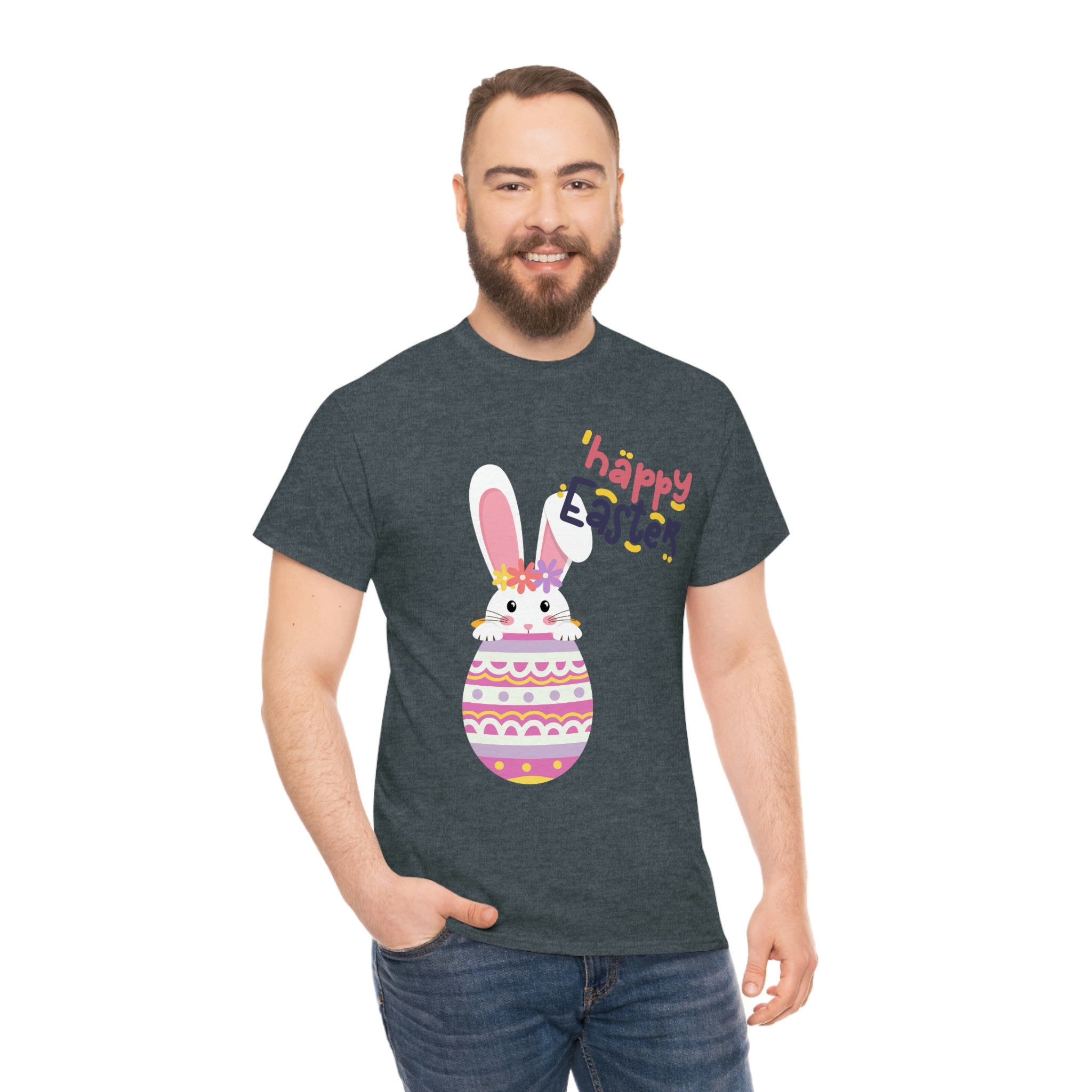 Happy Easter Day Bunny Unisex Heavy Cotton Tee