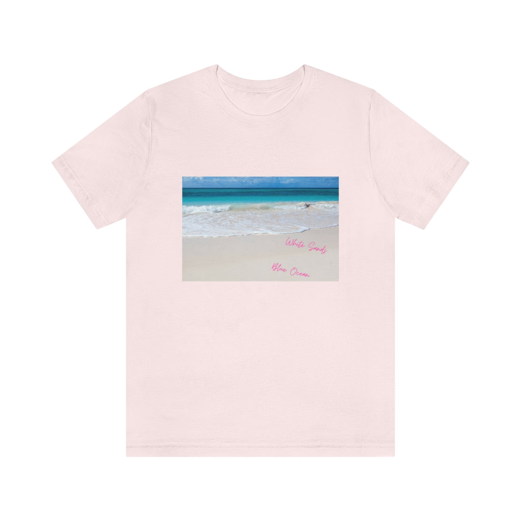 White Sands Blue Ocean Unisex Jersey Short Sleeve Tee