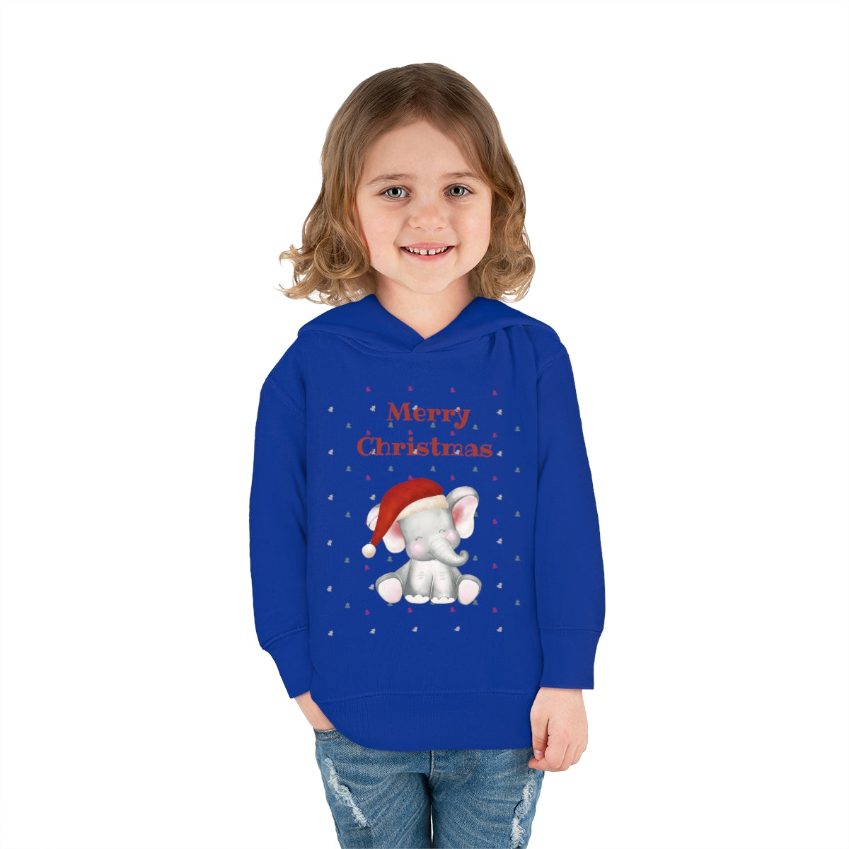 Cute Christmas Elephant Toddler Pullover Fleece Hoodie