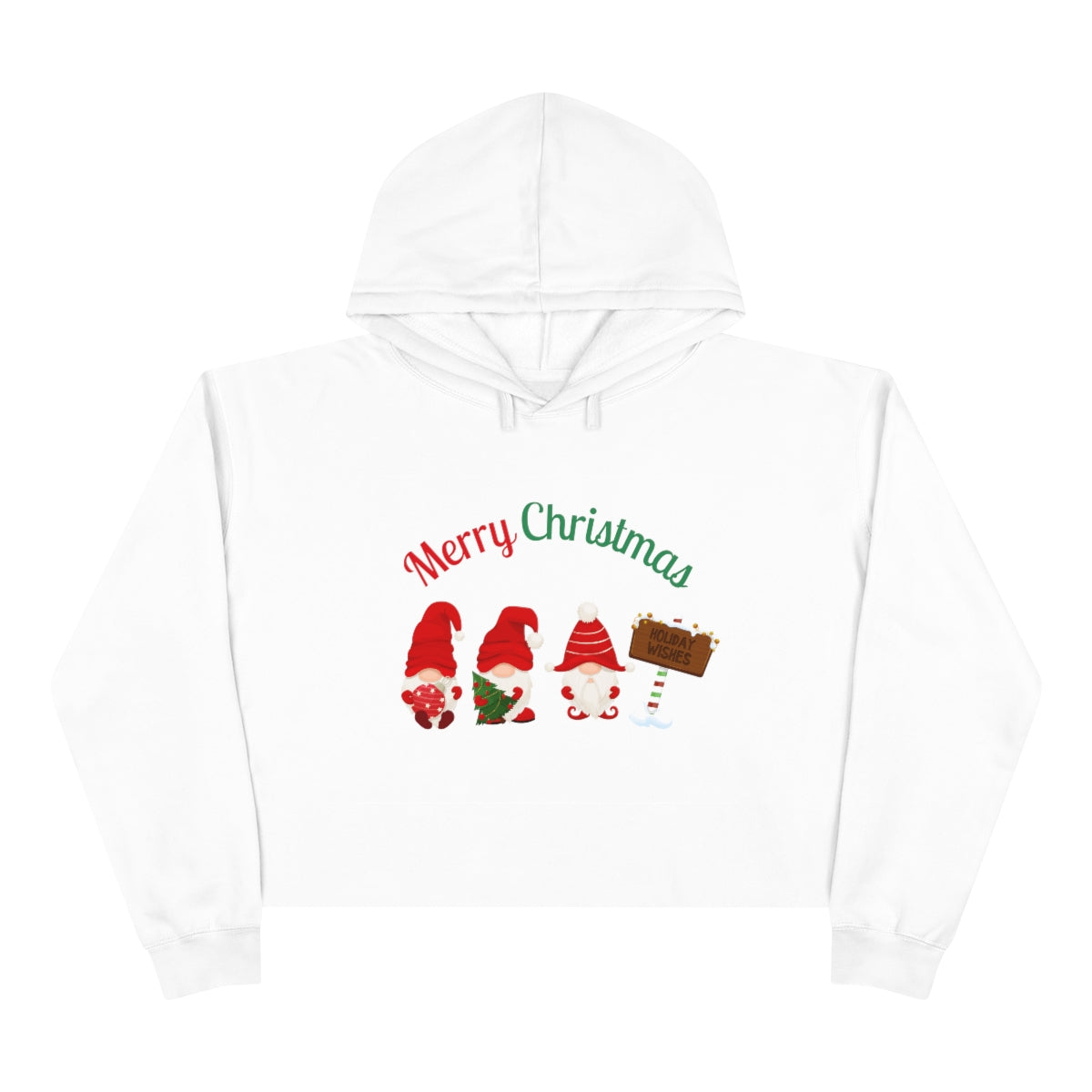 Cute Gnome Merry Christmas Crop Hoodie