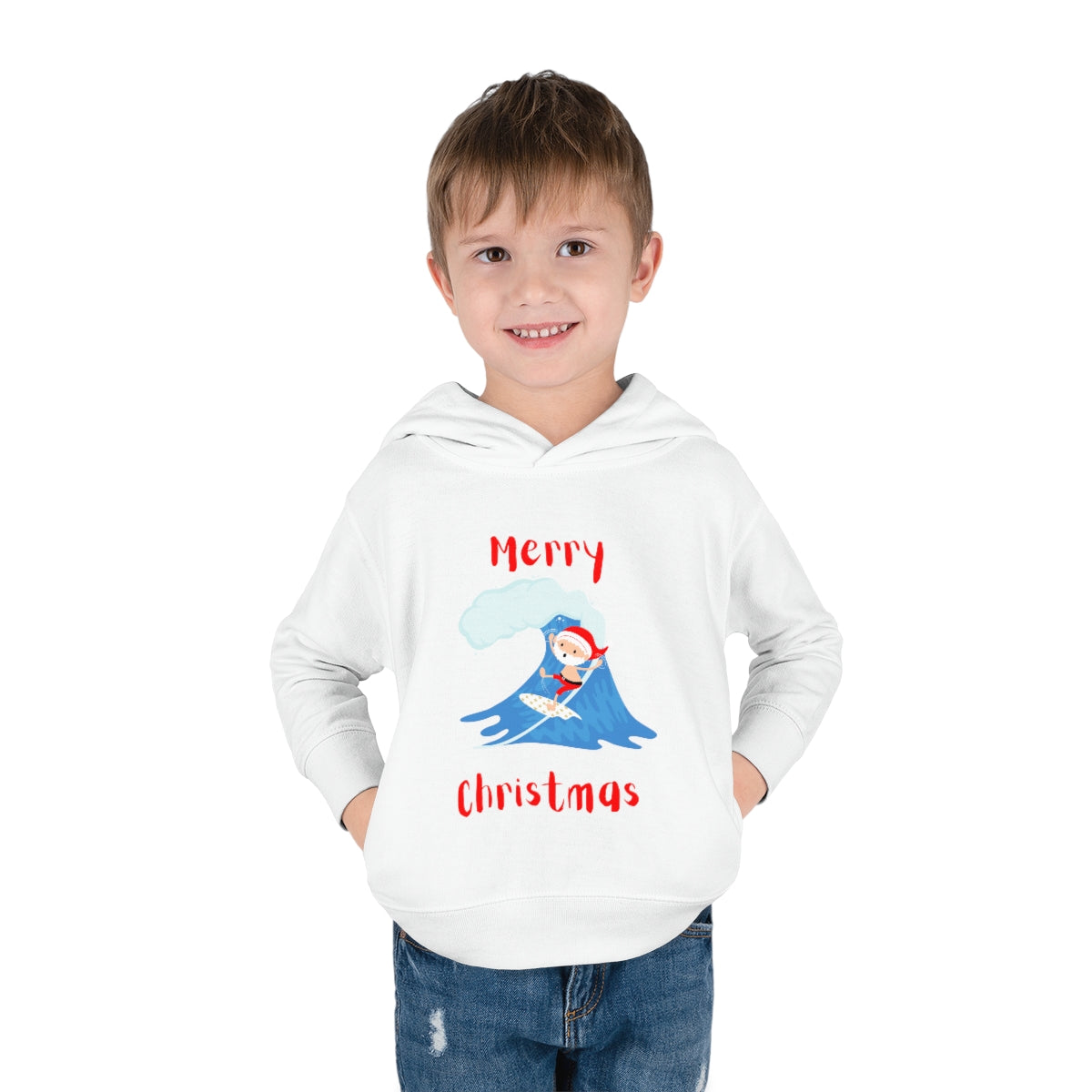 Surfing Santa Toddler Pullover Fleece Hoodie