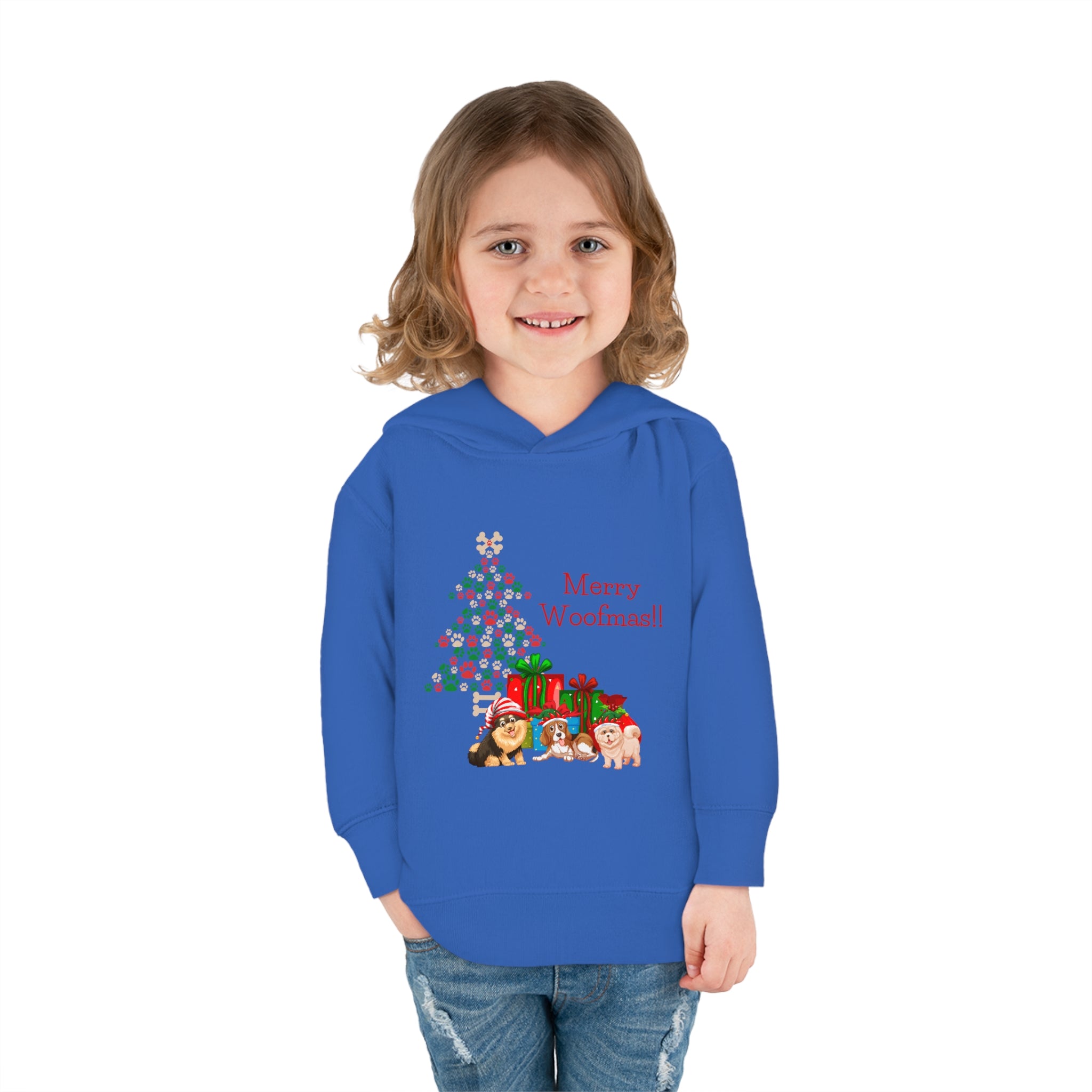 Merry Woolfmas Toddler Pullover Fleece Hoodie