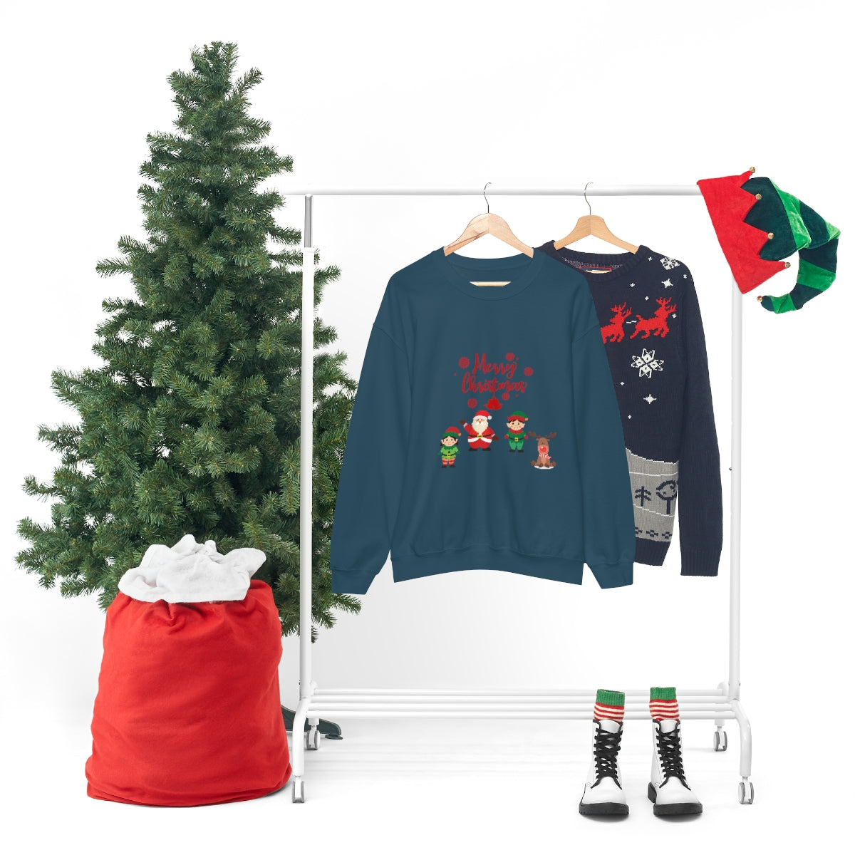 Merry Christmas From Santa & Helpers Unisex Heavy Blend™ Crewneck Sweatshirt