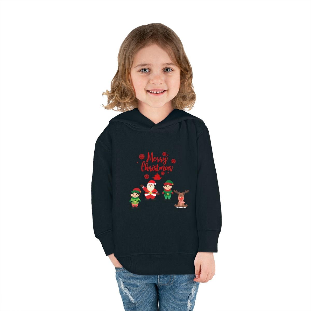 Merry Christmas From Santa & Helpers Toddler Pullover Fleece Hoodie
