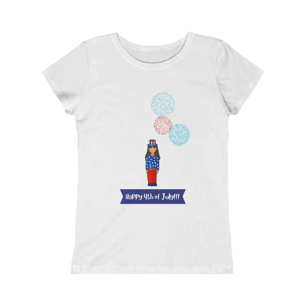 Happy 4th of July Girls Princess Tee