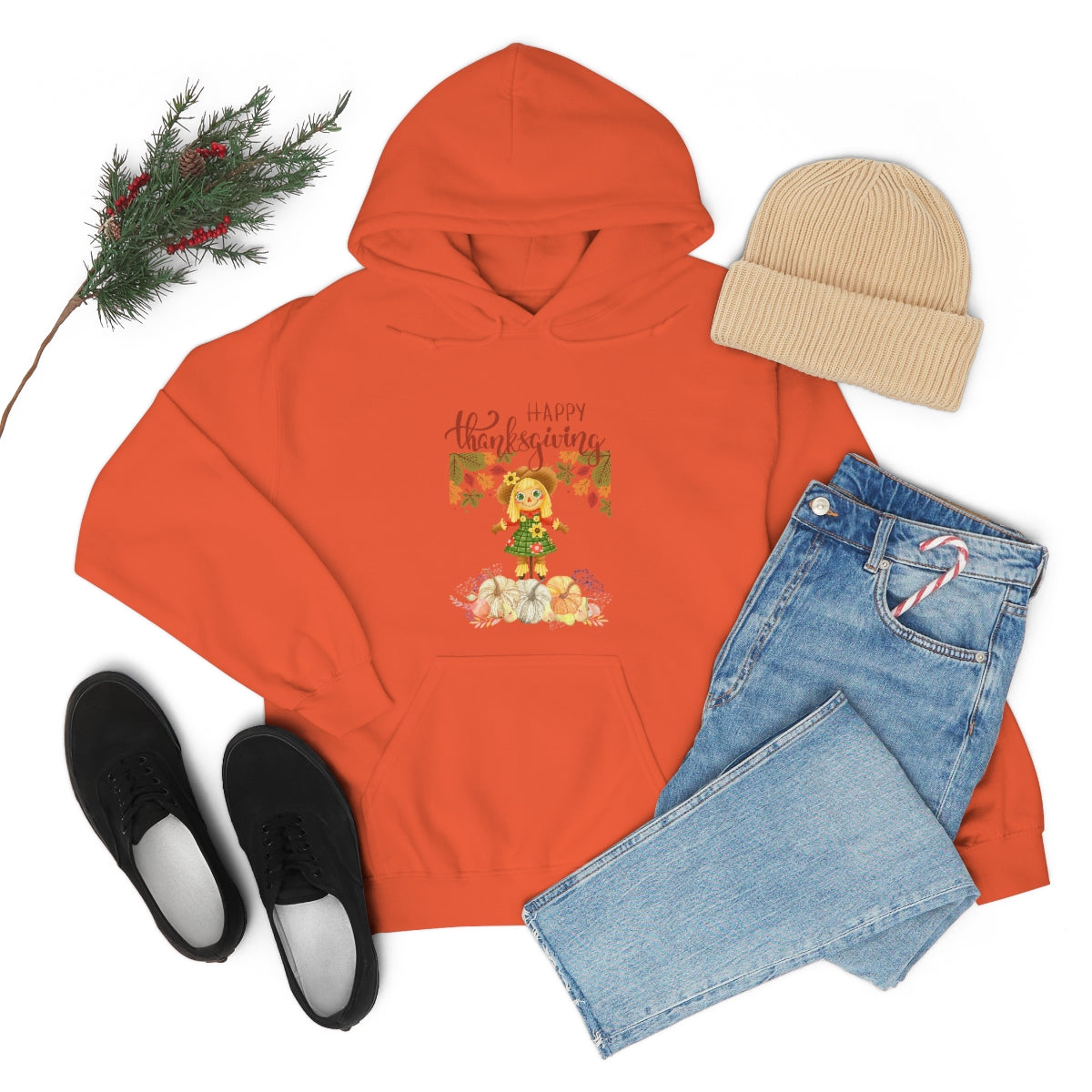 Scarecrow Happy Thanksgiving Unisex Heavy Blend™ Hooded Sweatshirt