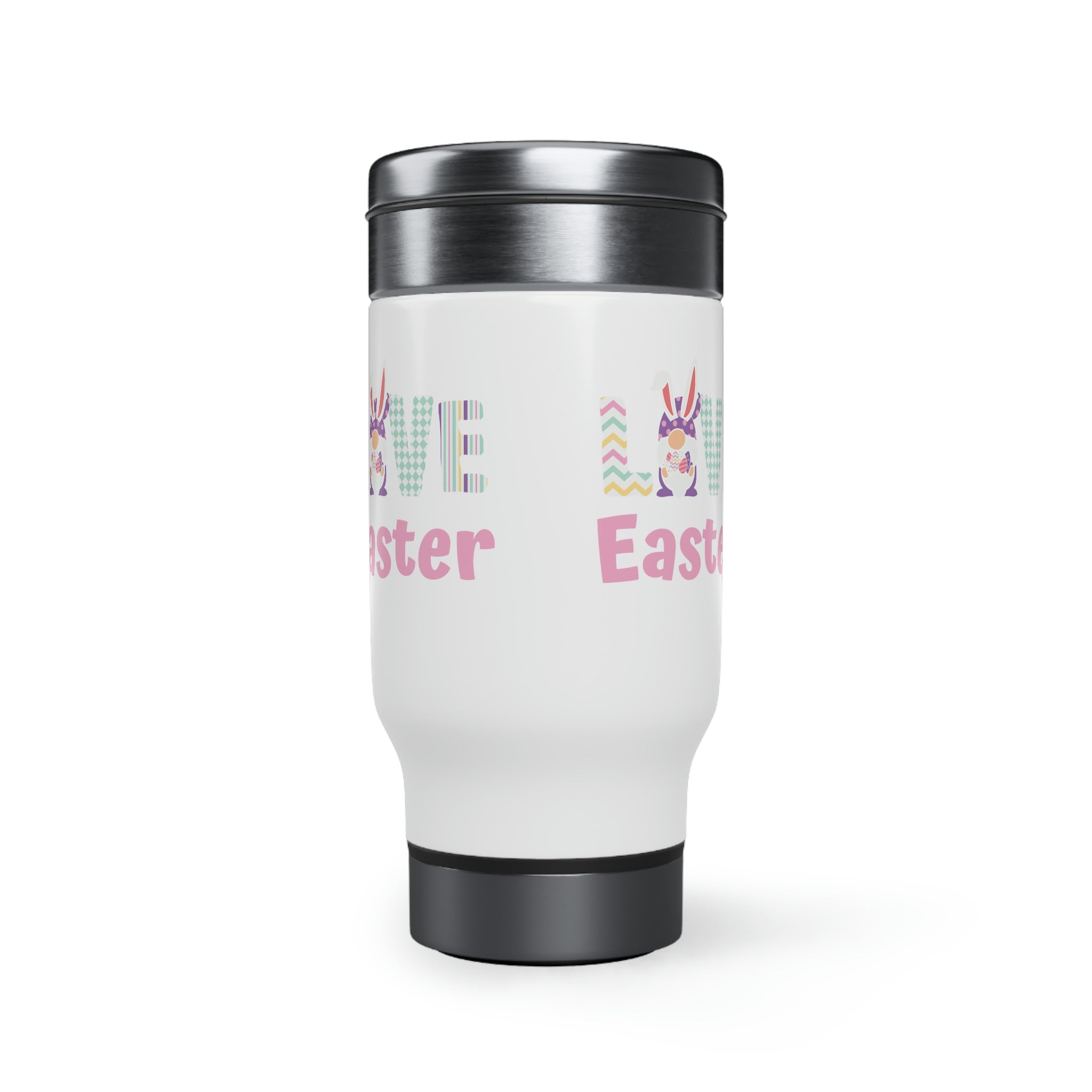 Gnome Love Easter Stainless Steel Travel Mug with Handle, 14oz