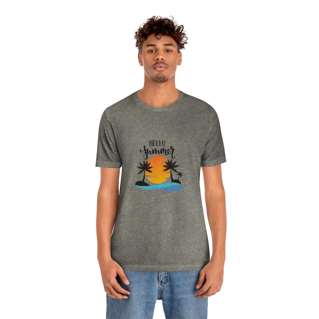 Hello Summer Beach Please Unisex Jersey Short Sleeve Tee