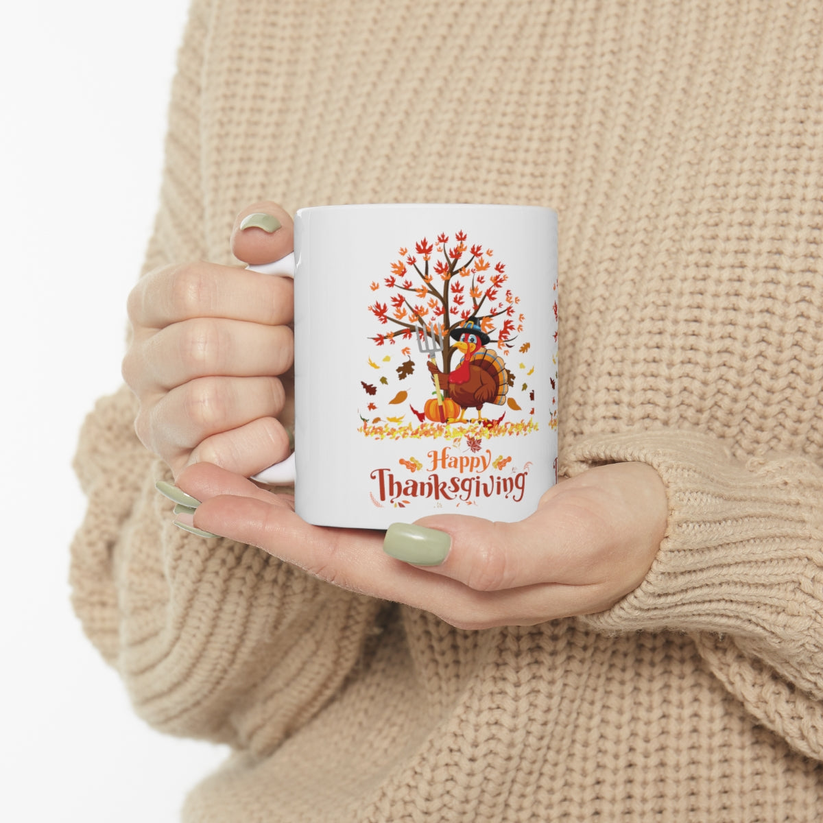 Happy Thanksgiving Turkey Pilgrim Ceramic Mug 11oz