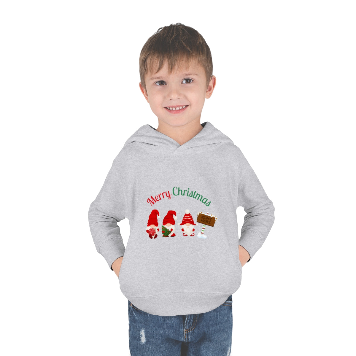 Cute Gnome Merry Christmas Toddler Pullover Fleece Hoodie