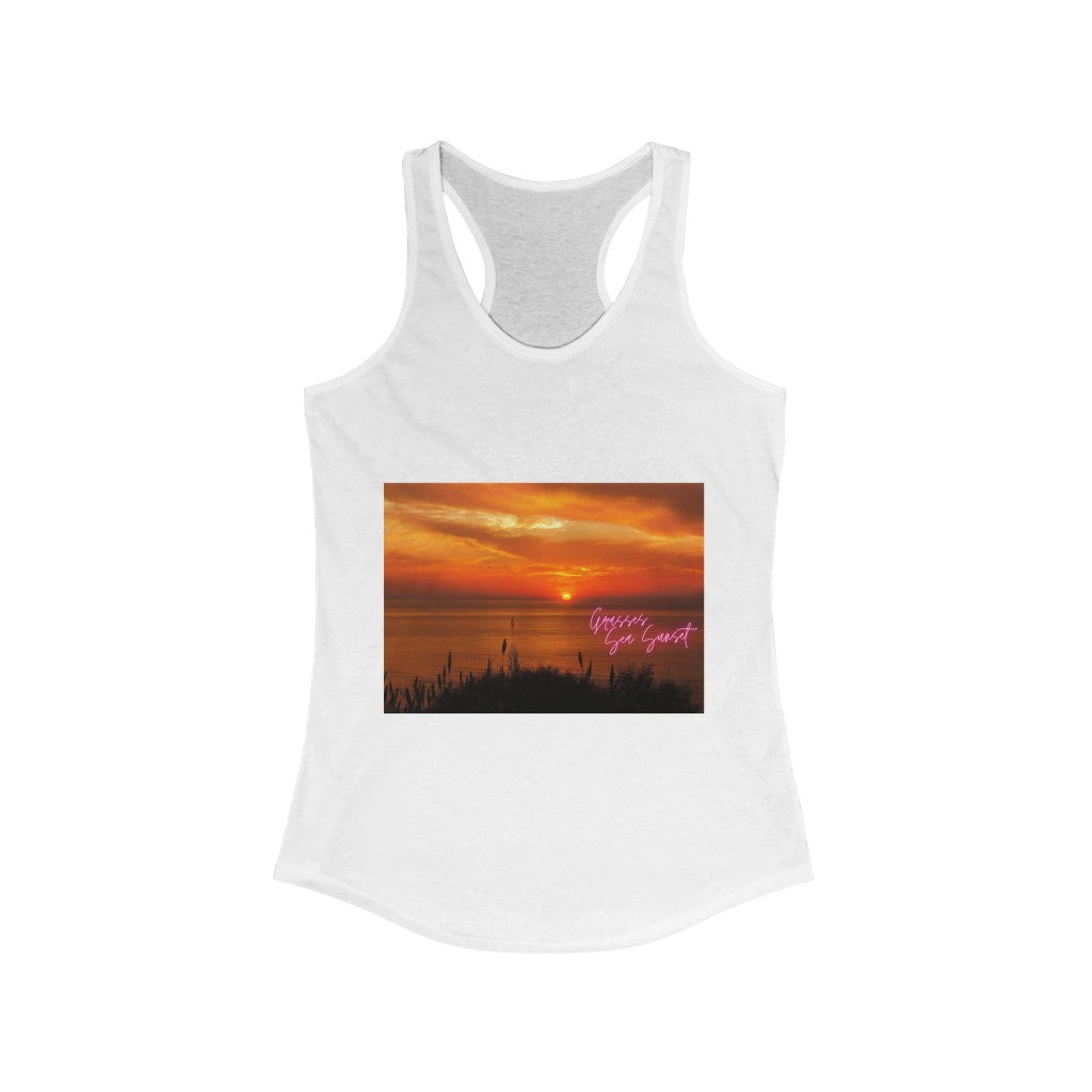 Grasses Sea Sunset Women's Ideal Racerback Tank