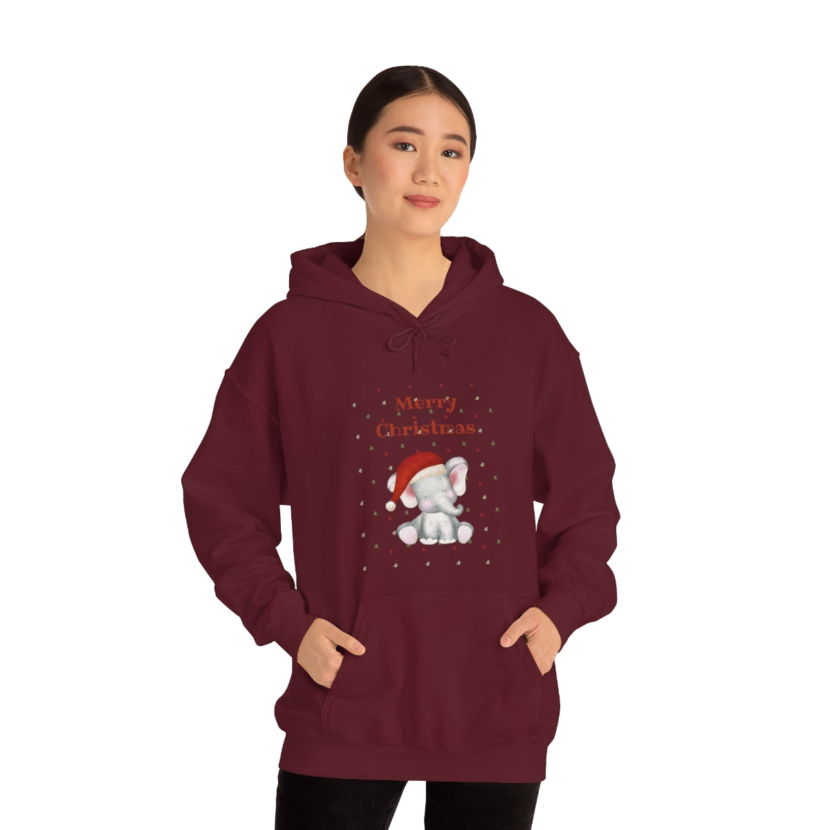 Cute Christmas Elephant Unisex Heavy Blend™ Hooded Sweatshirt