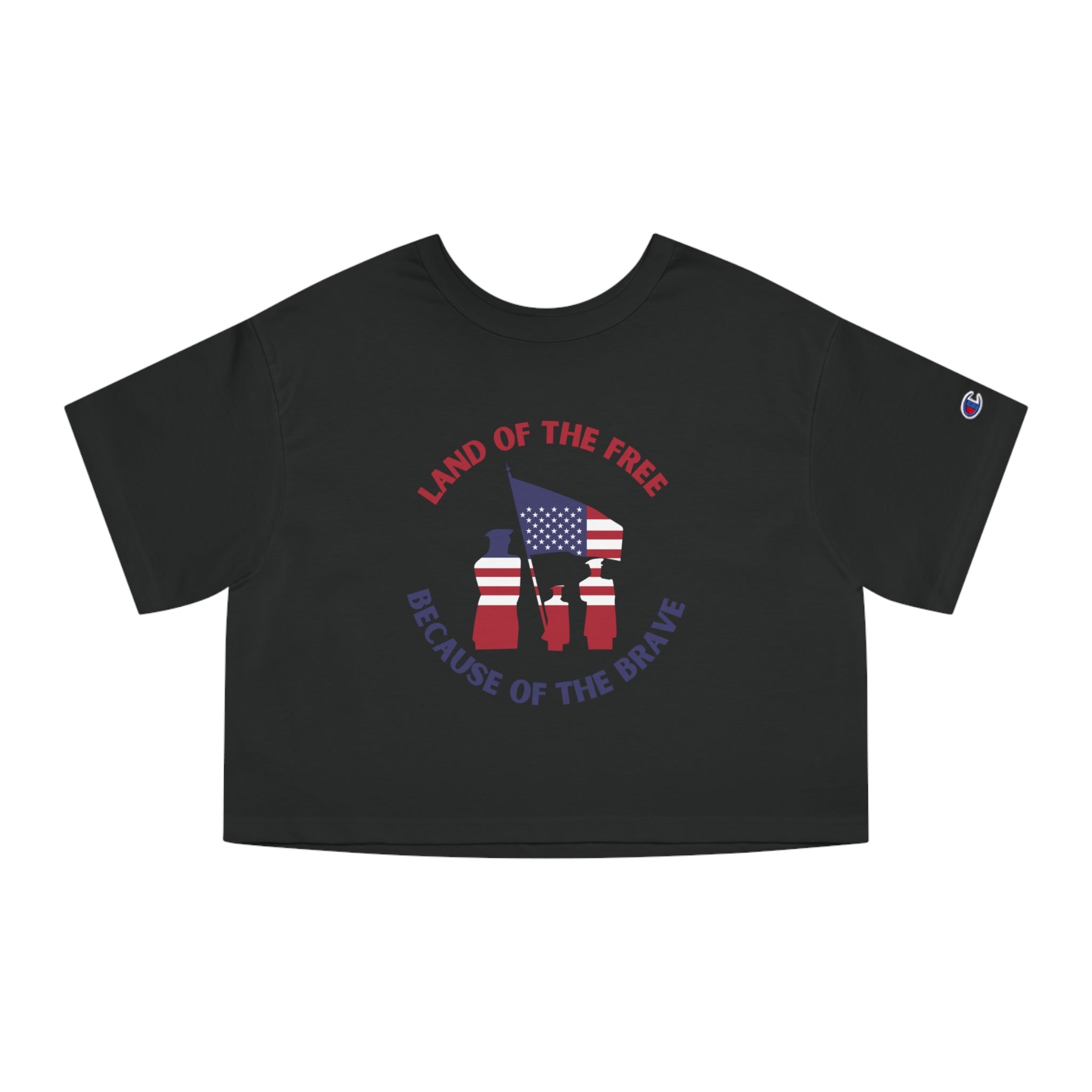 Memorial Day  Land Of The Free Champion Women's Heritage Cropped T-Shirt