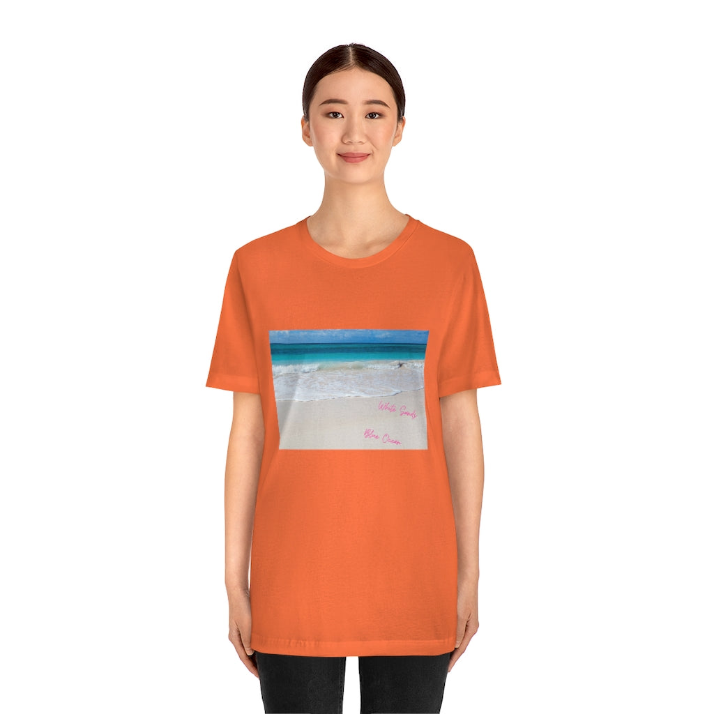 White Sands Blue Ocean Unisex Jersey Short Sleeve Tee