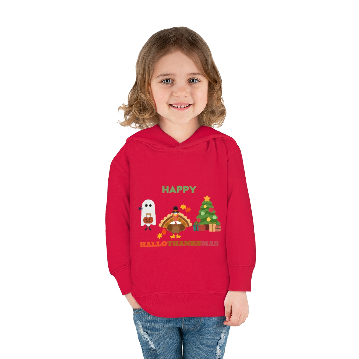 Happy Hallothanksmas Toddler Pullover Fleece Hoodie