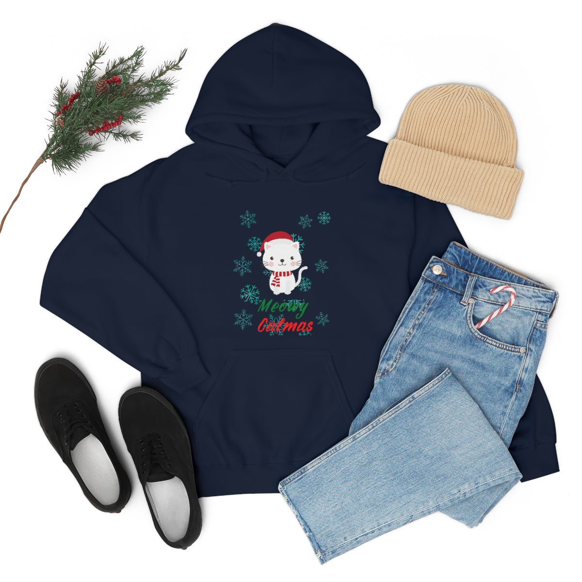 Meowy Catmas Unisex Heavy Blend™ Hooded Sweatshirt