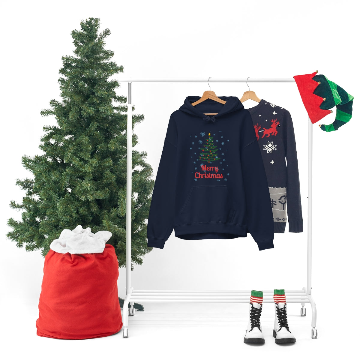 Merry Christmas Tree Unisex Heavy Blend™ Hooded Sweatshirt