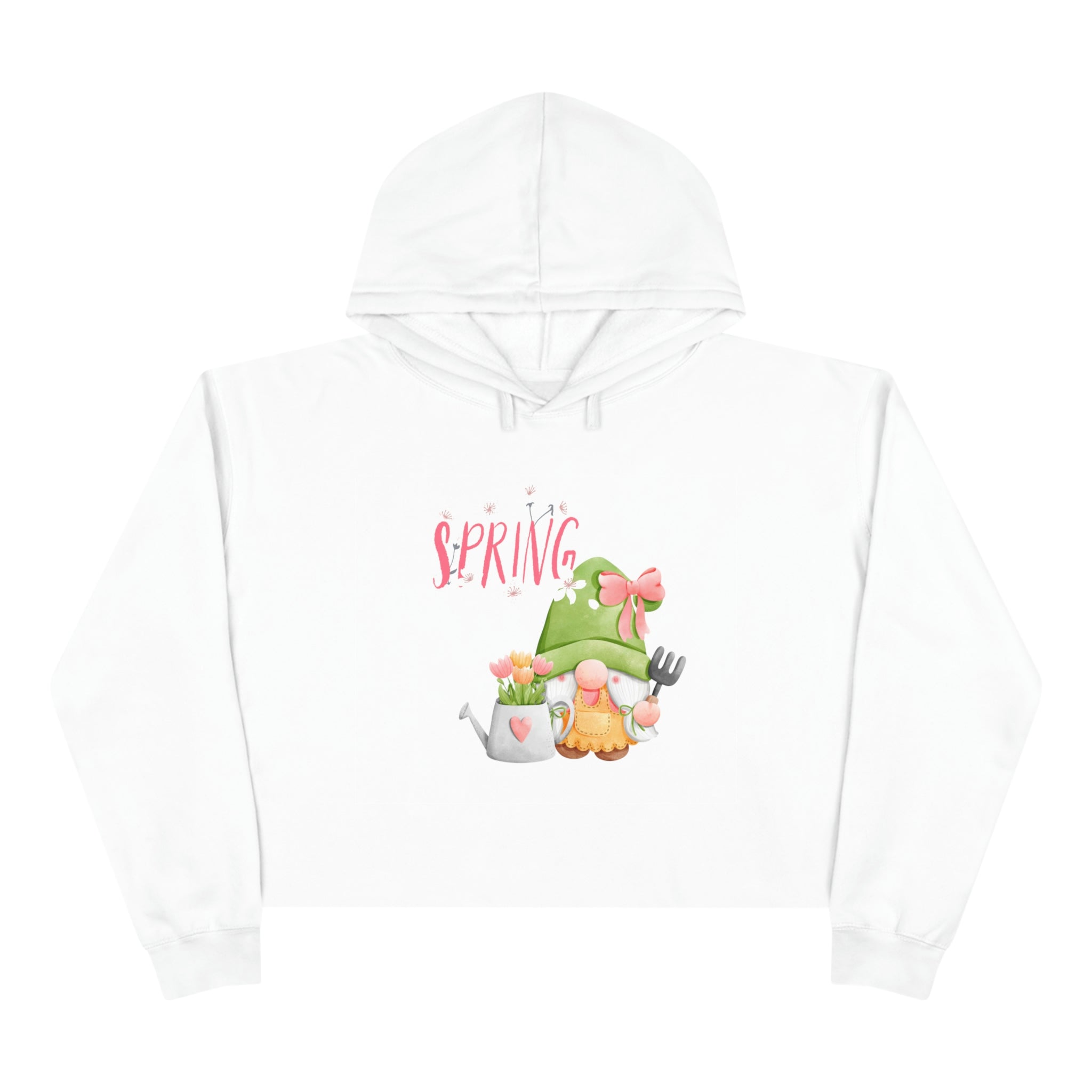 Gnome Happy Spring Crop Hoodie