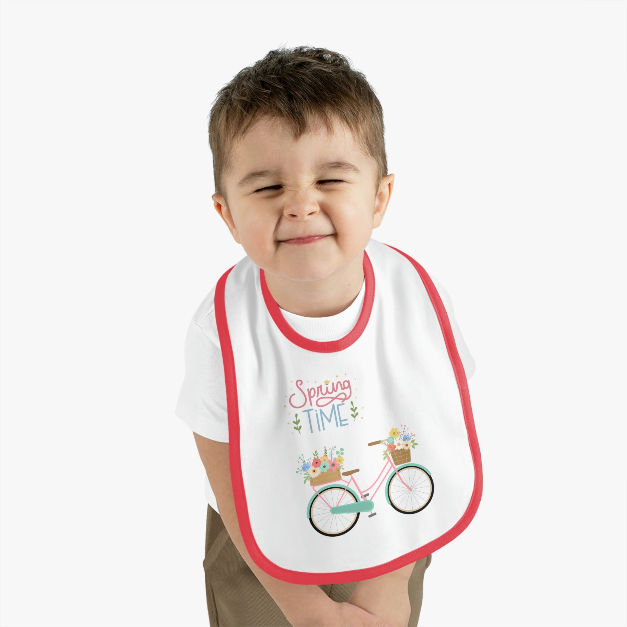 Spring Time Baby Contrast Trim Jersey Bib