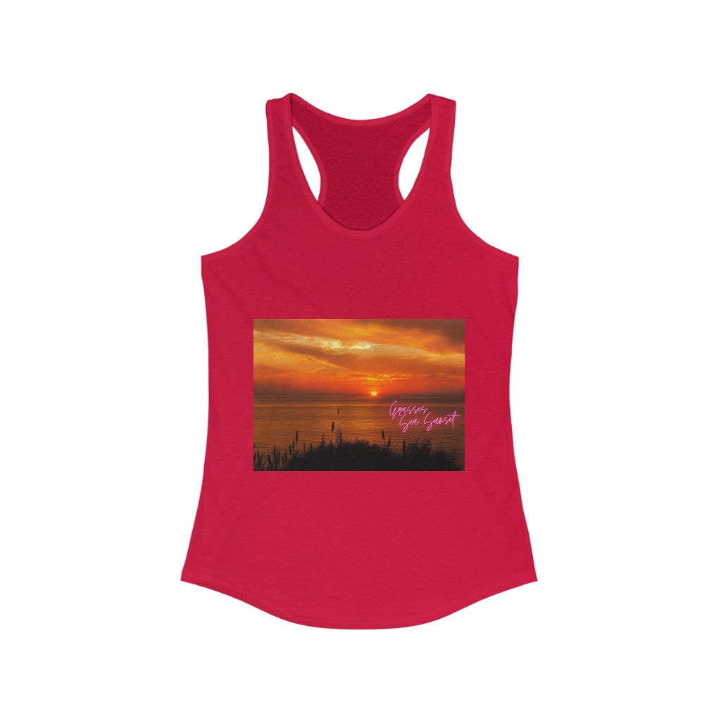 Grasses Sea Sunset Women's Ideal Racerback Tank