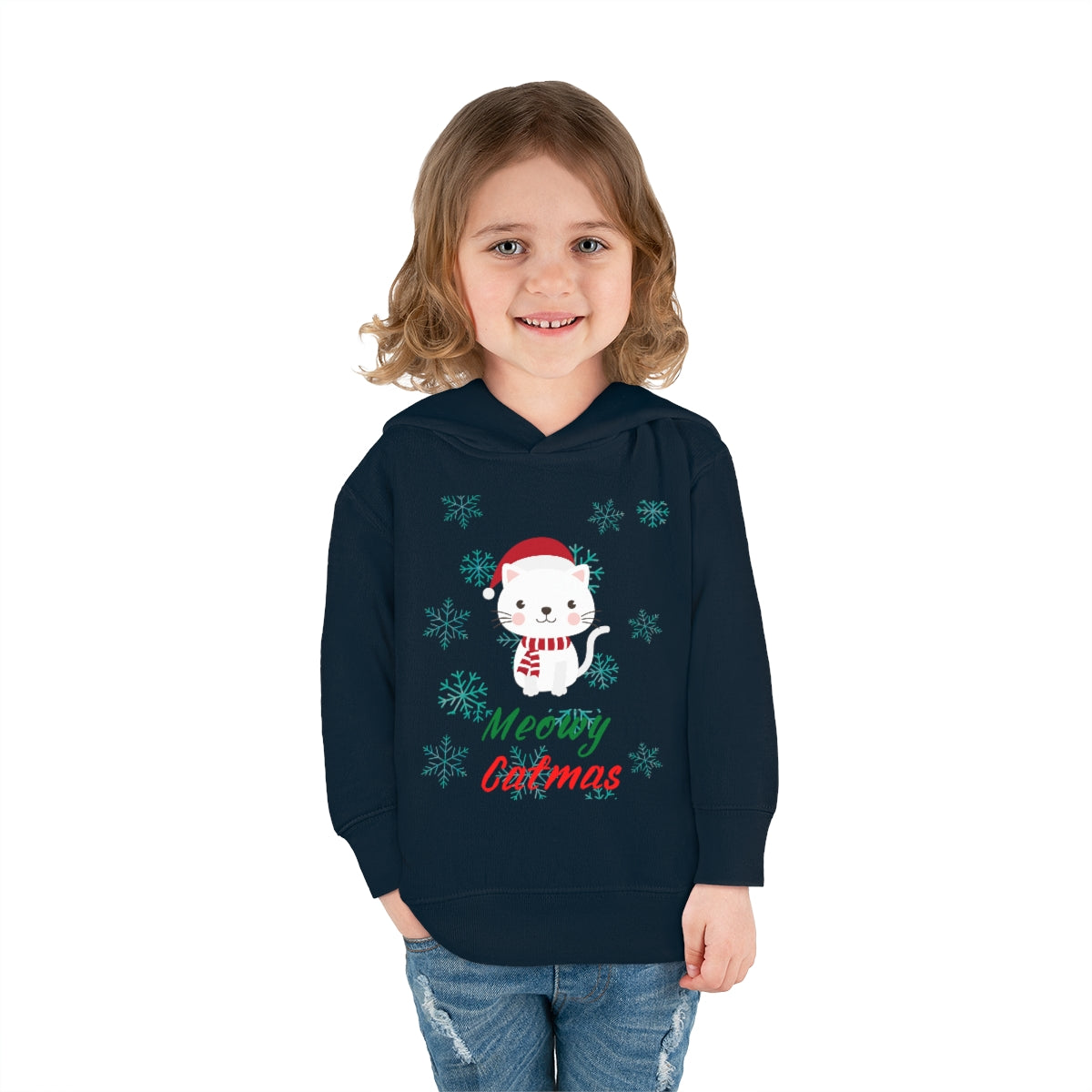 Meowy Catmas Toddler Pullover Fleece Hoodie