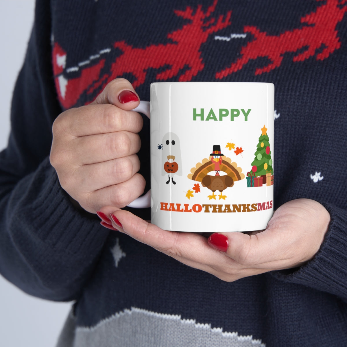 Happy Hallothanksmas Ceramic Mug 11oz