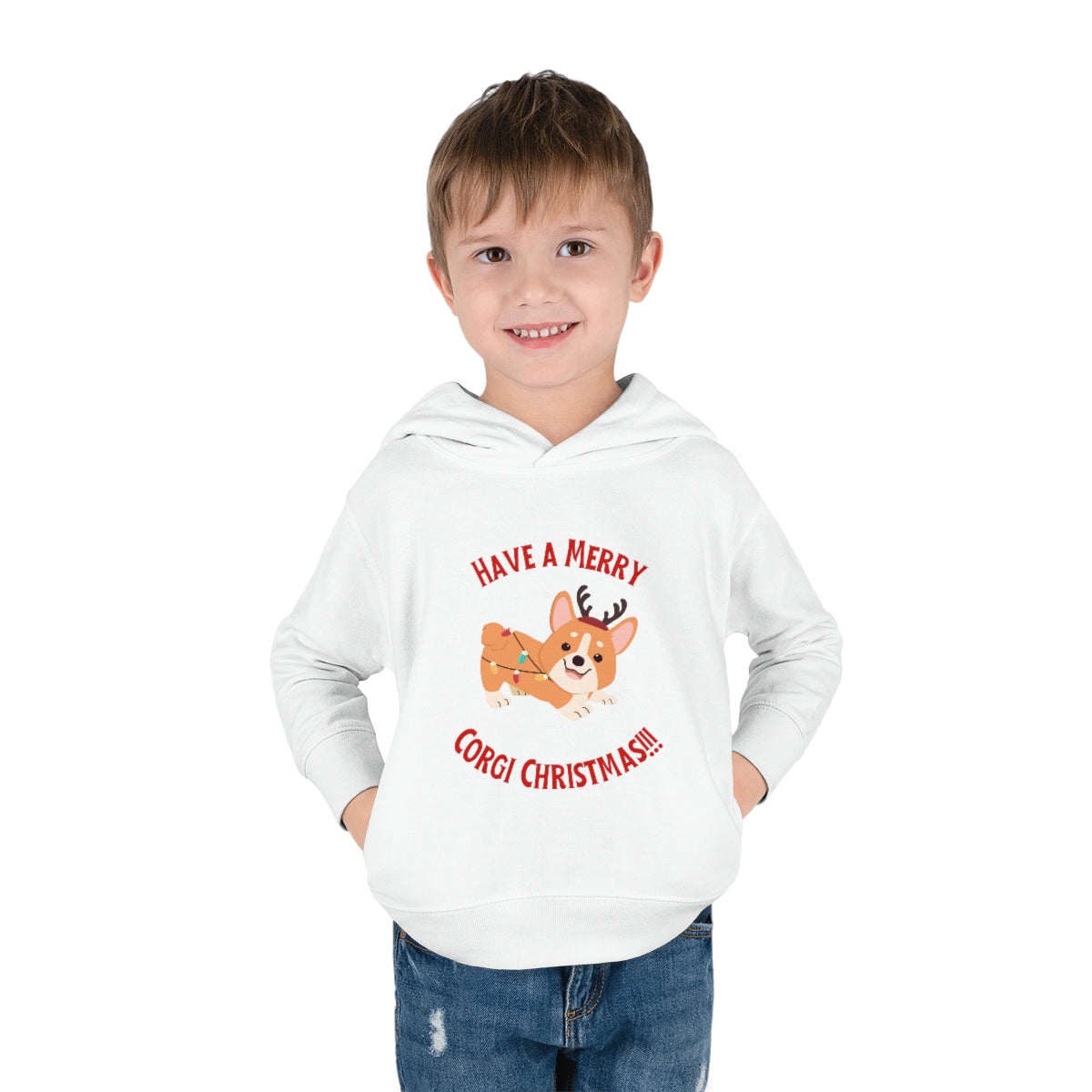 Have A Merry Corgi Christmas Toddler Pullover Fleece Hoodie