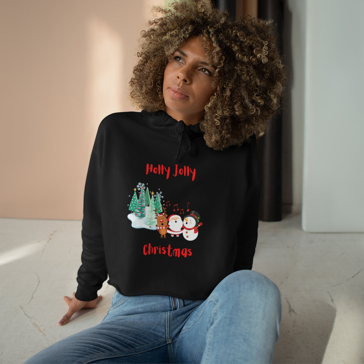 Holly Jolly Christmas Crop Hoodie