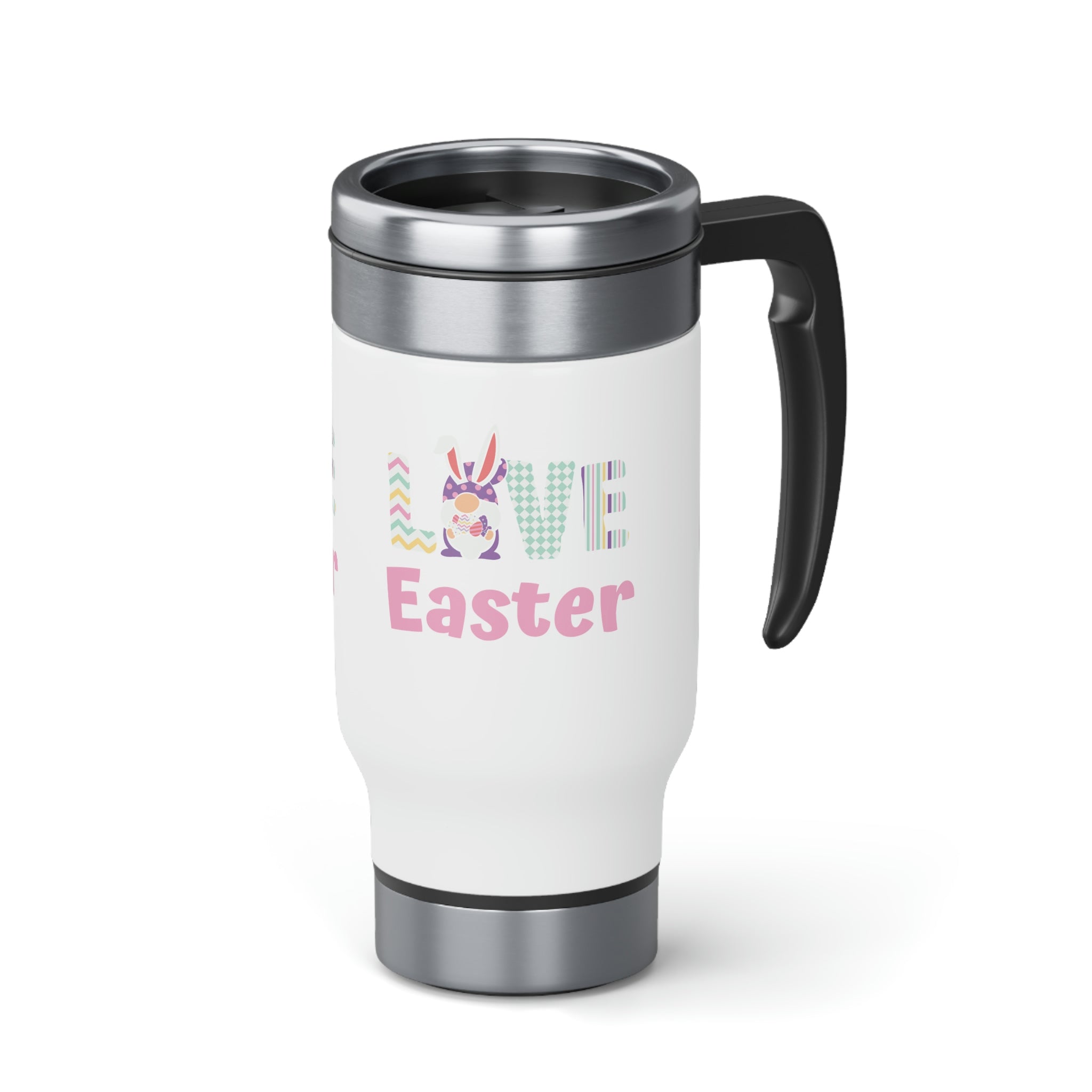 Gnome Love Easter Stainless Steel Travel Mug with Handle, 14oz
