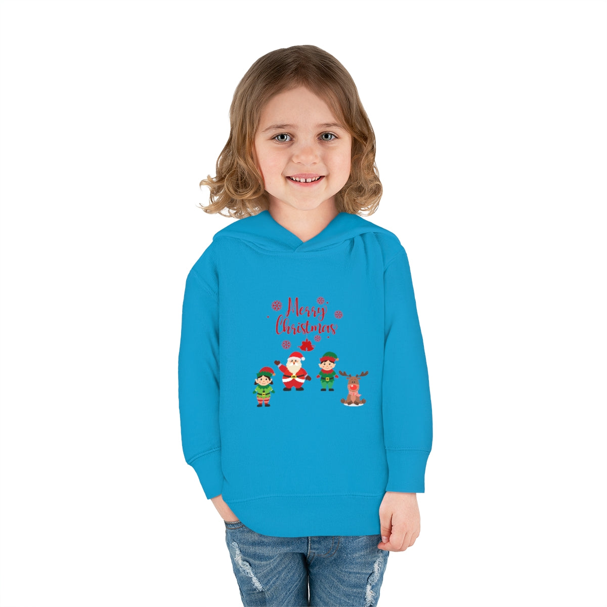 Merry Christmas From Santa & Helpers Toddler Pullover Fleece Hoodie