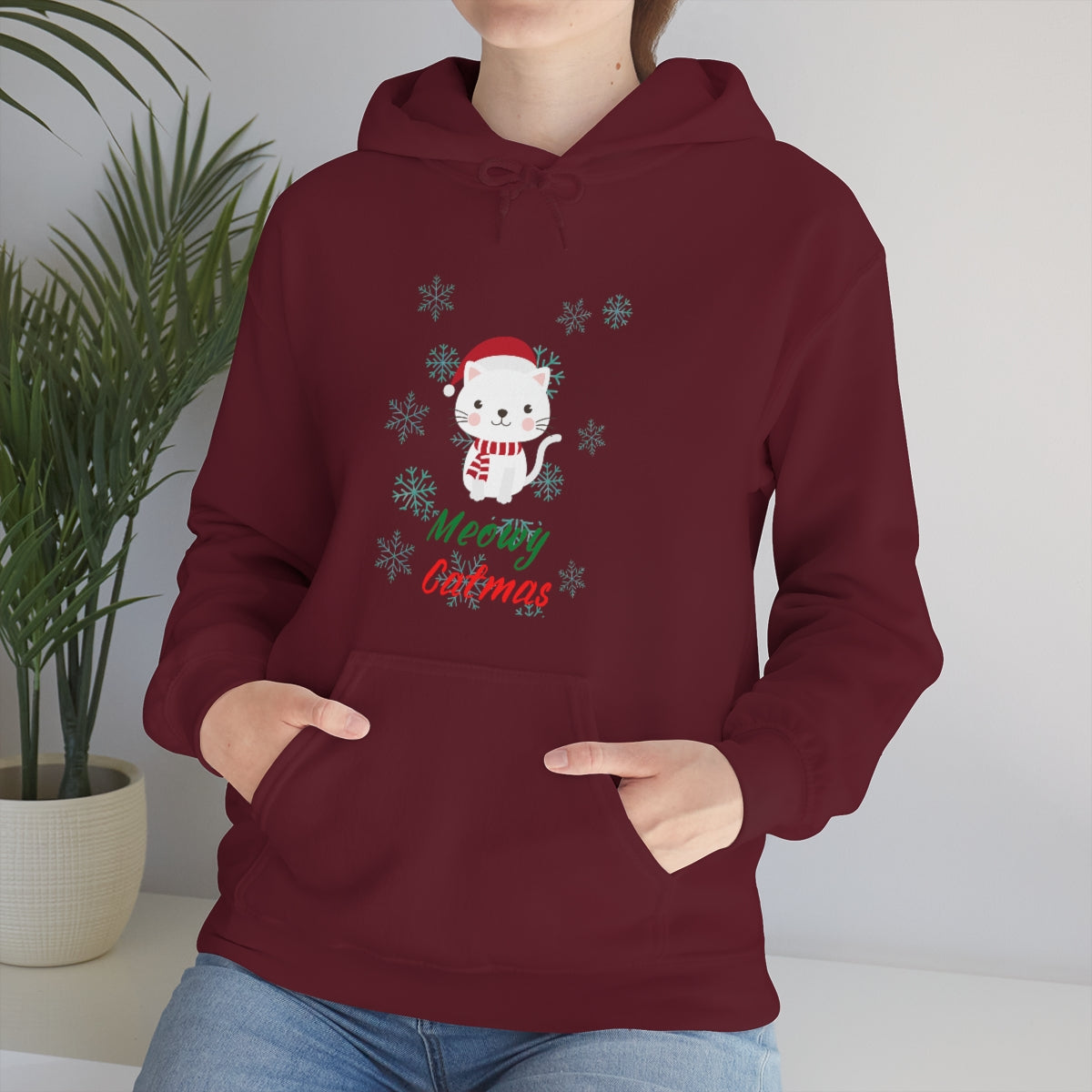 Meowy Catmas Unisex Heavy Blend™ Hooded Sweatshirt