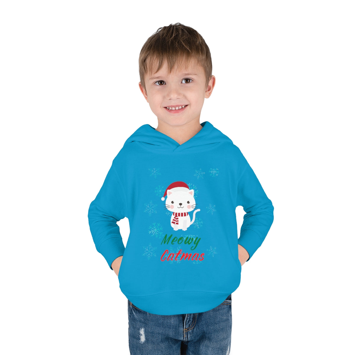 Meowy Catmas Toddler Pullover Fleece Hoodie