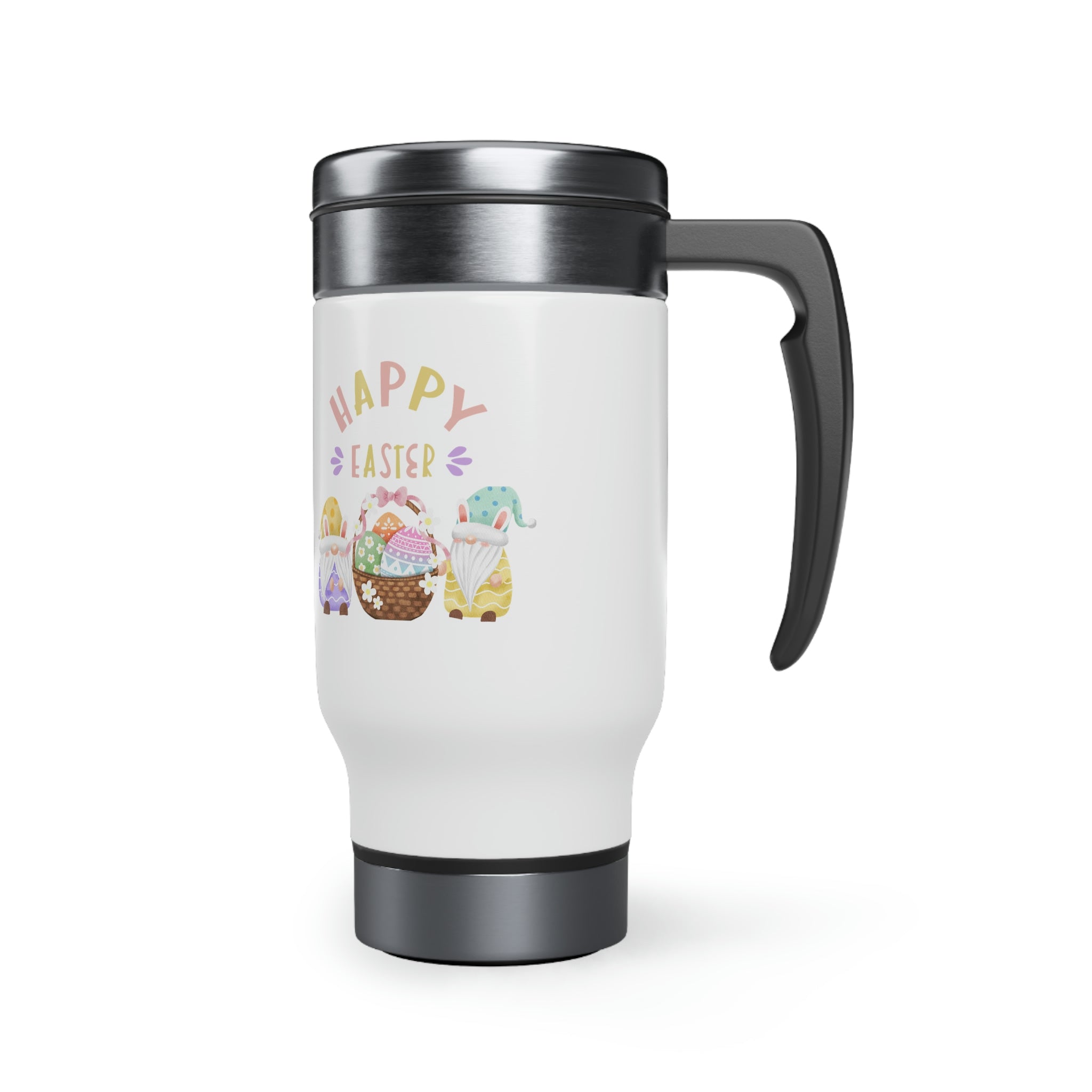 Happy Easter Gnome Stainless Steel Travel Mug with Handle, 14oz