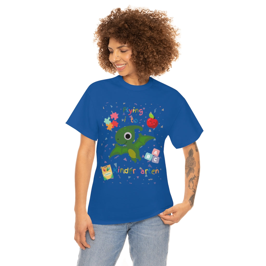 Flying Into Kindergarten Unisex Heavy Cotton Tee