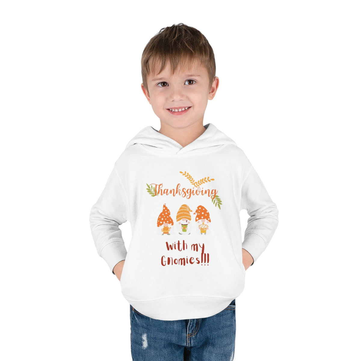 Thanksgiving With My Gnomies Toddler Pullover Fleece Hoodie