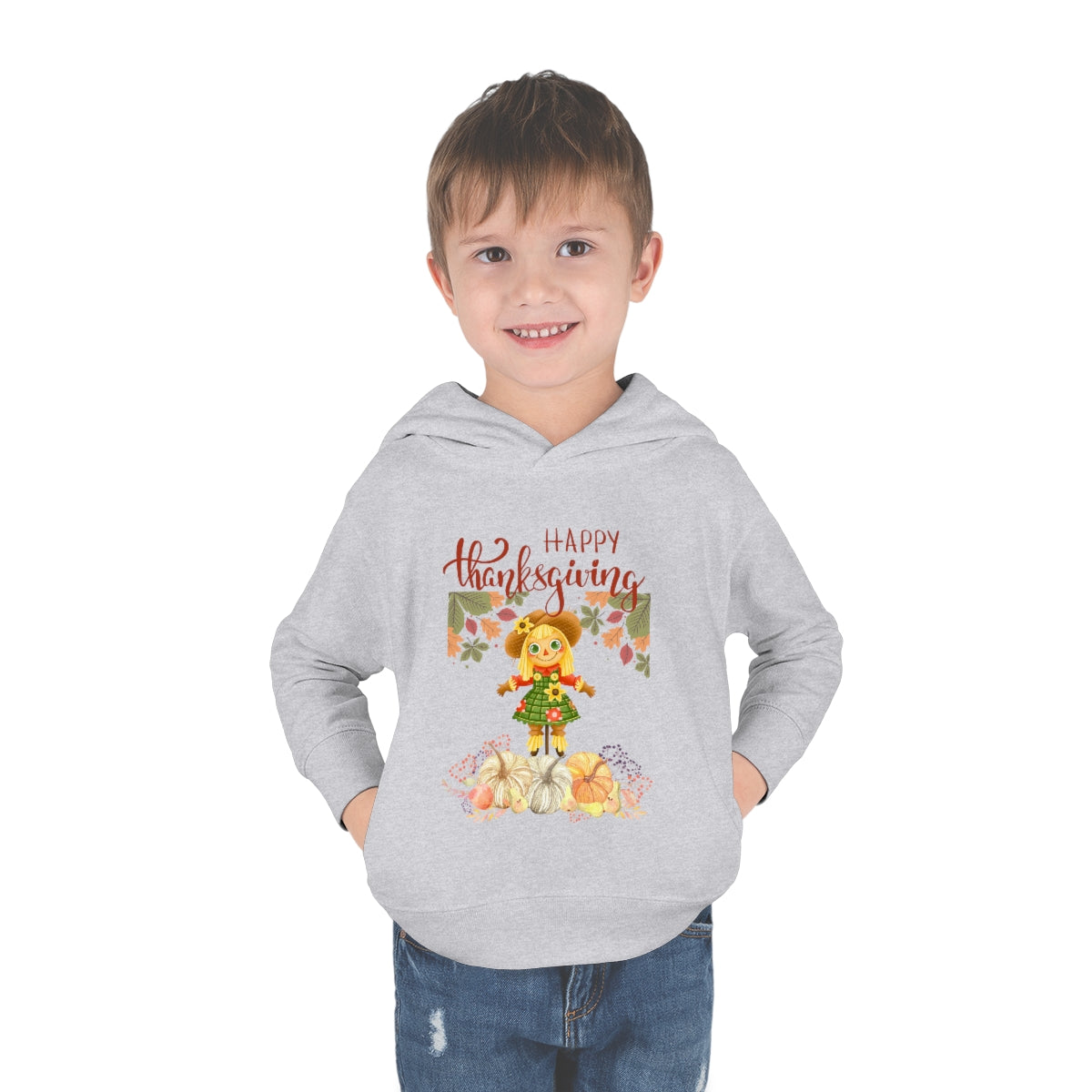 Scarecrow Happy Thanksgiving Toddler Pullover Fleece Hoodie