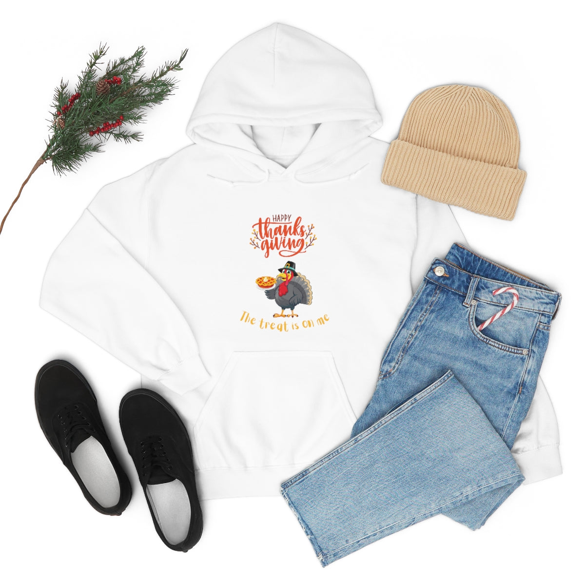 Happy Thanksgiving The Treat Is On Me Unisex Heavy Blend™ Hooded Sweatshirt