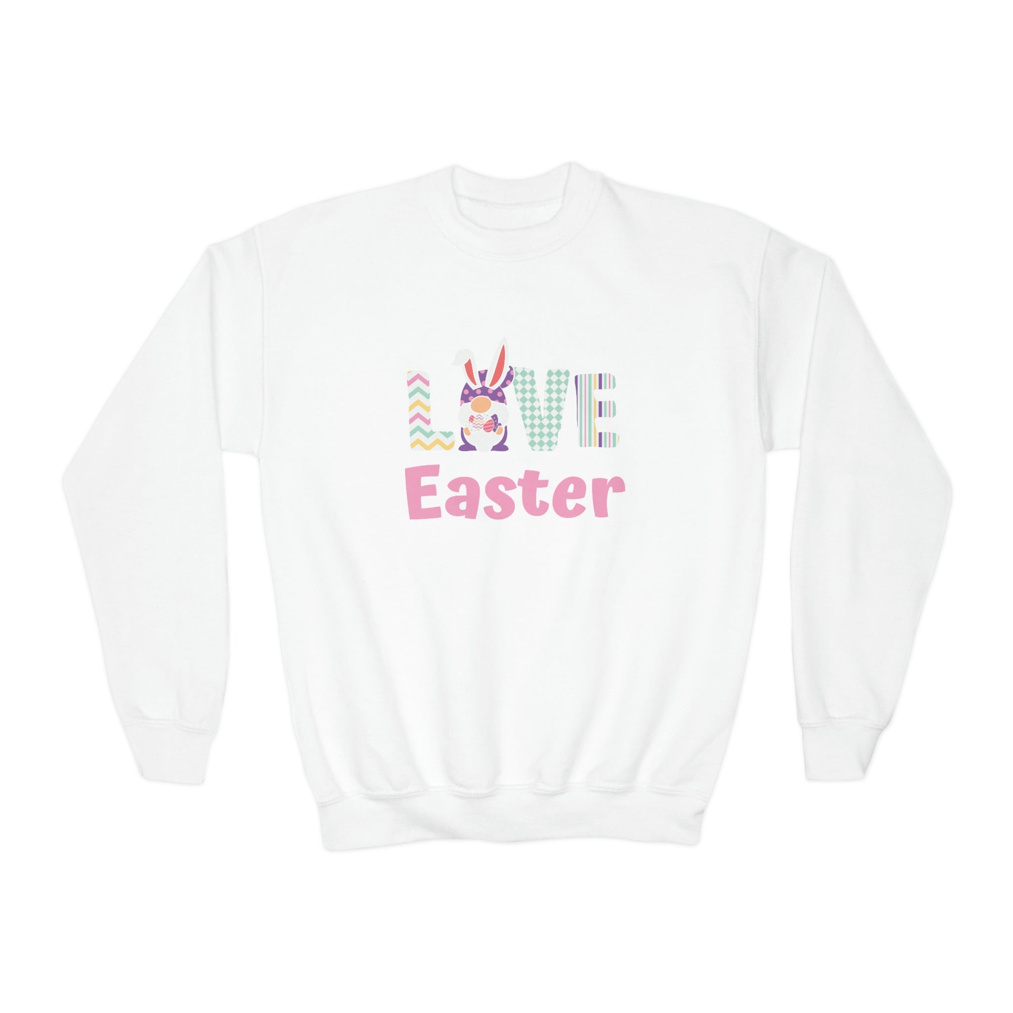 Gnome Love Easter Youth Crewneck Sweatshirt