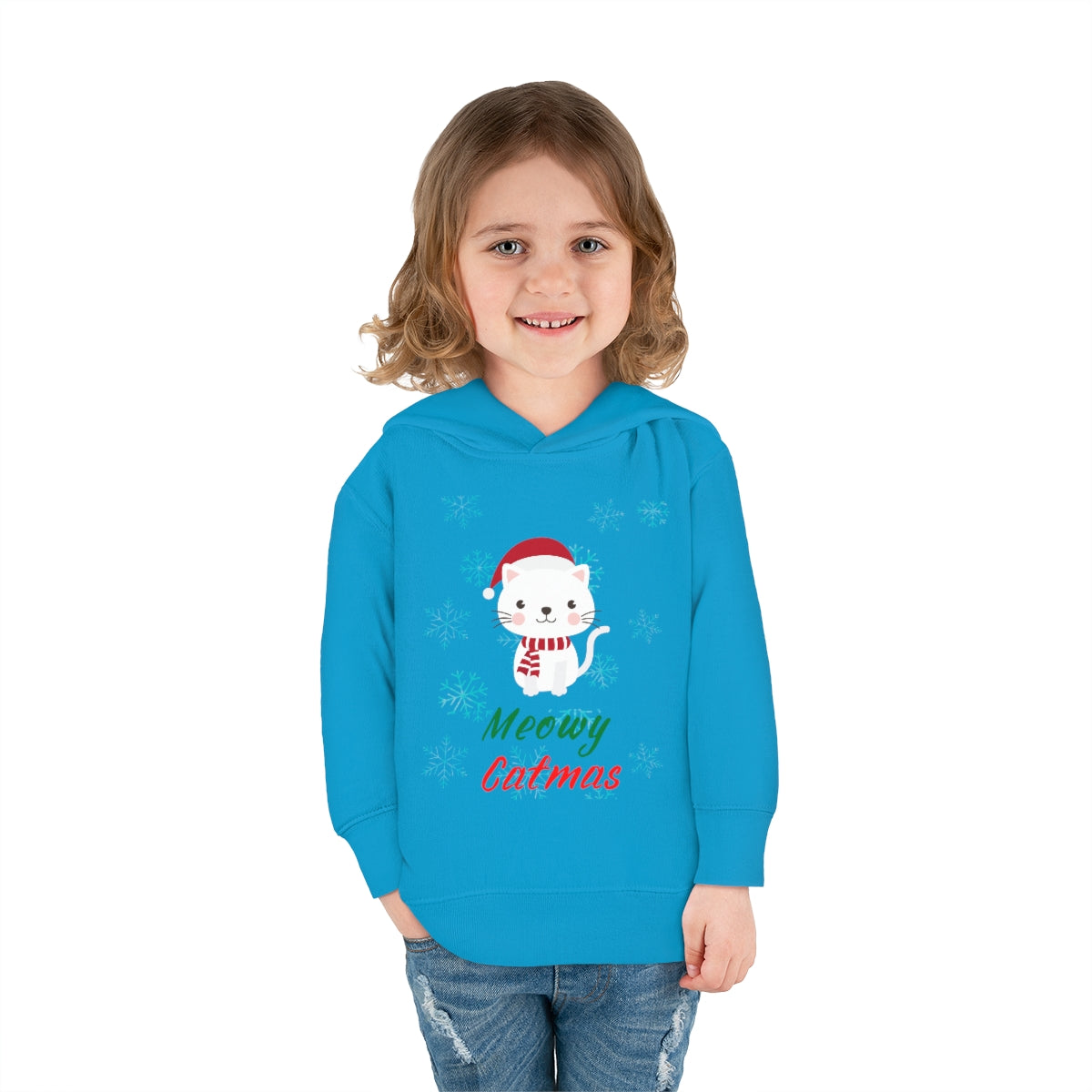 Meowy Catmas Toddler Pullover Fleece Hoodie