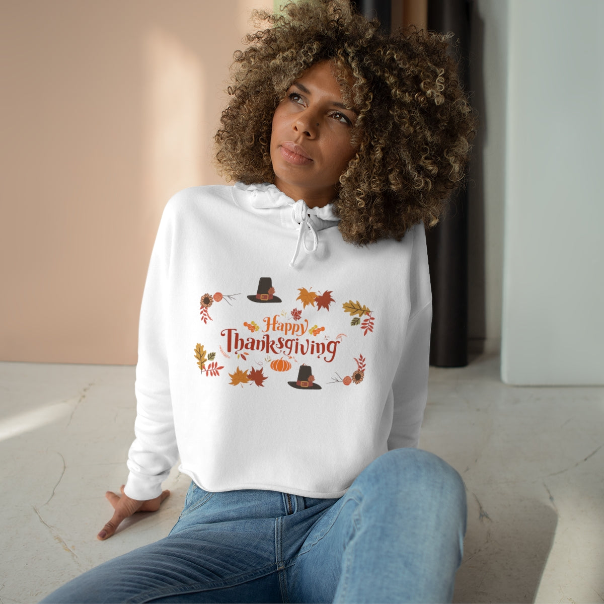 Happy Thanksgiving Crop Hoodie