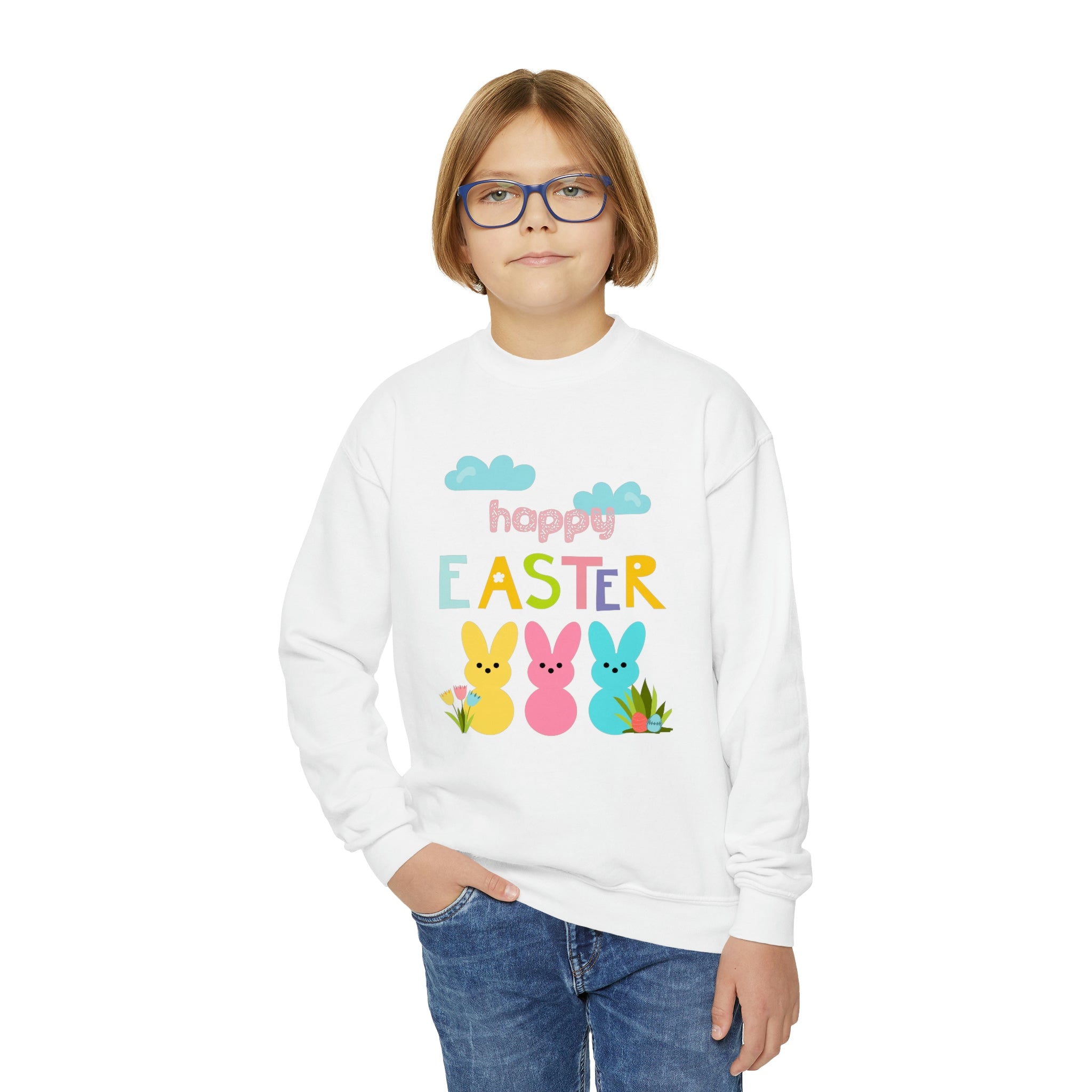 Happy Easter Bunny Youth Crewneck Sweatshirt