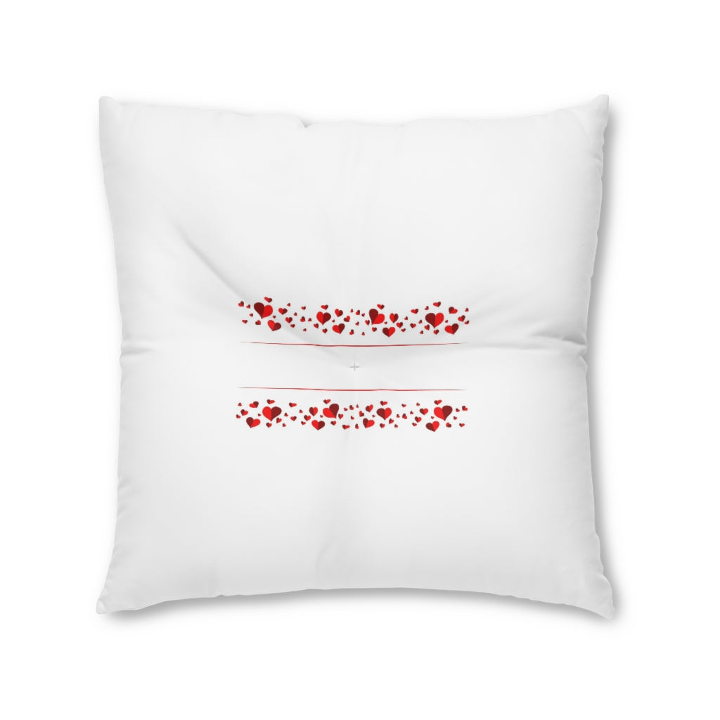 Hearts Tufted Floor Pillow, Square