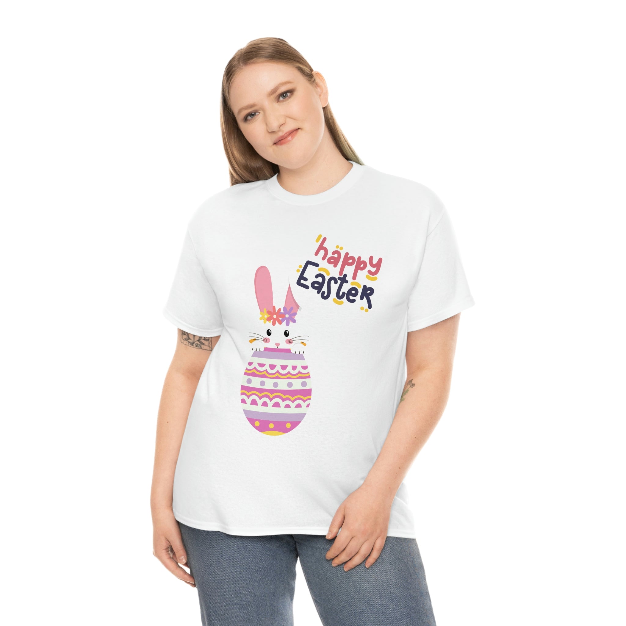 Happy Easter Day Bunny Unisex Heavy Cotton Tee