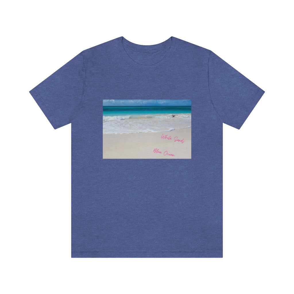 White Sands Blue Ocean Unisex Jersey Short Sleeve Tee