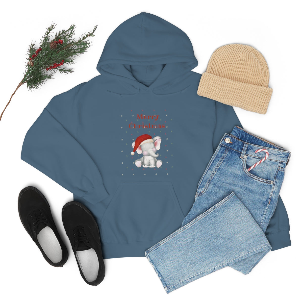 Cute Christmas Elephant Unisex Heavy Blend™ Hooded Sweatshirt