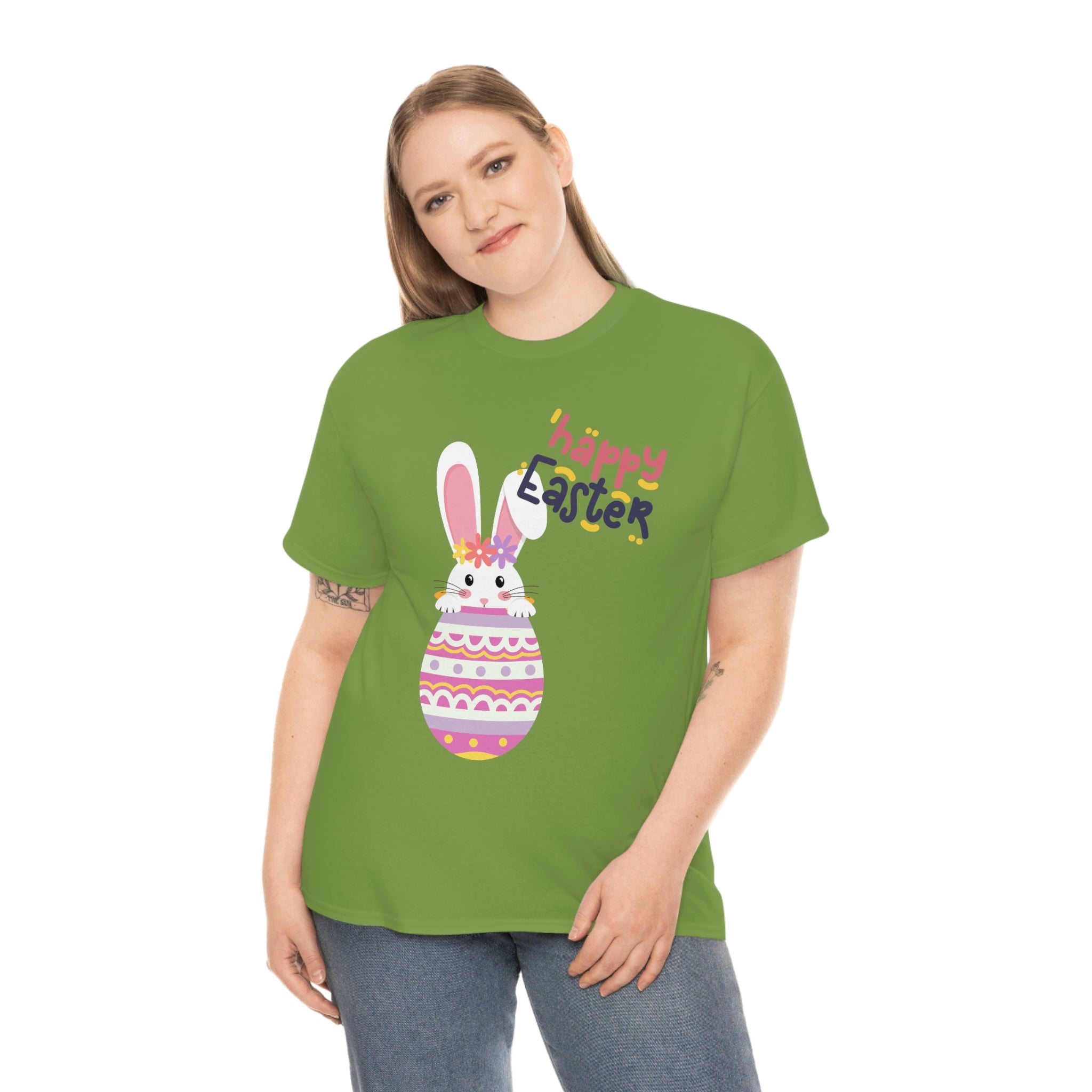 Happy Easter Day Bunny Unisex Heavy Cotton Tee