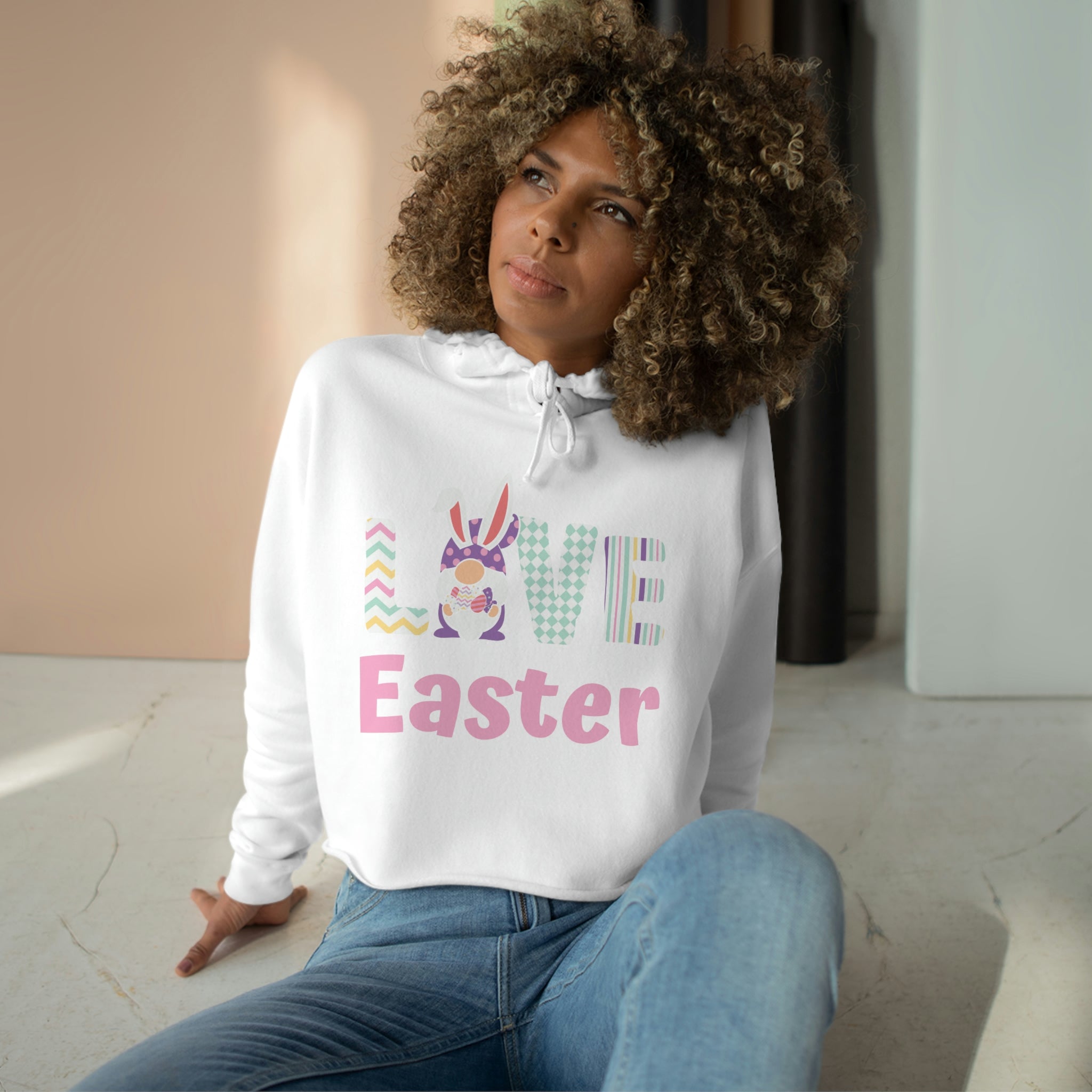 Gnome Love Easter Crop Hoodie