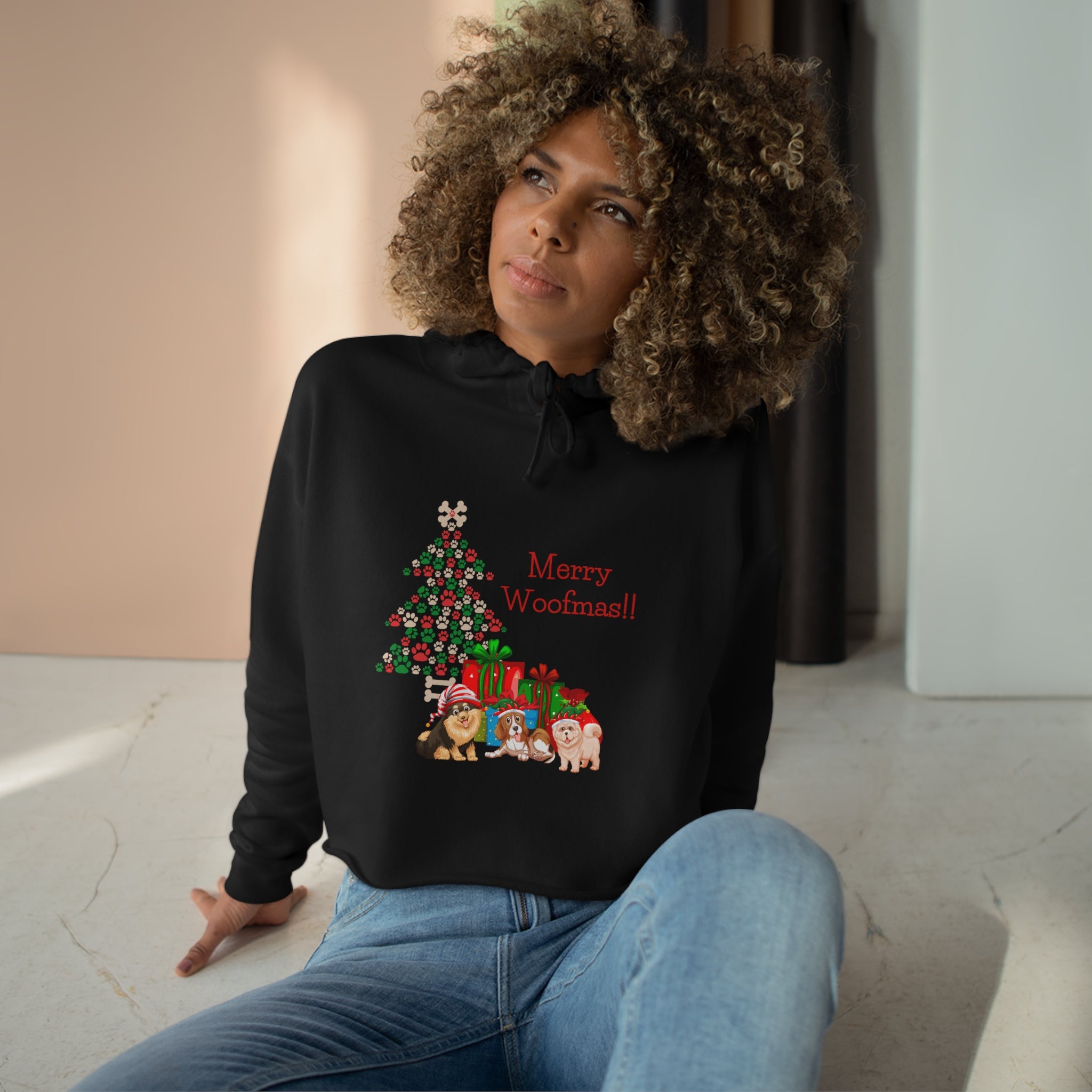 Merry Woolfmas Crop Hoodie