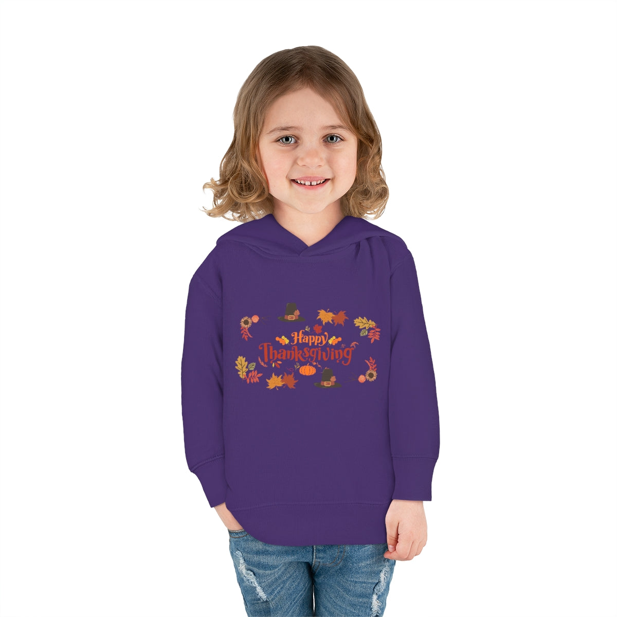 Happy Thanksgiving Toddler Pullover Fleece Hoodie