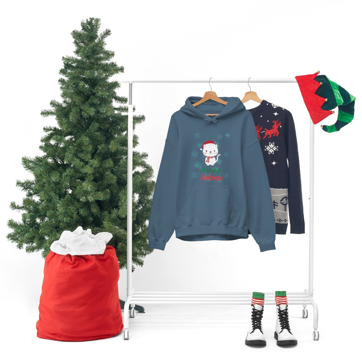 Meowy Catmas Unisex Heavy Blend™ Hooded Sweatshirt